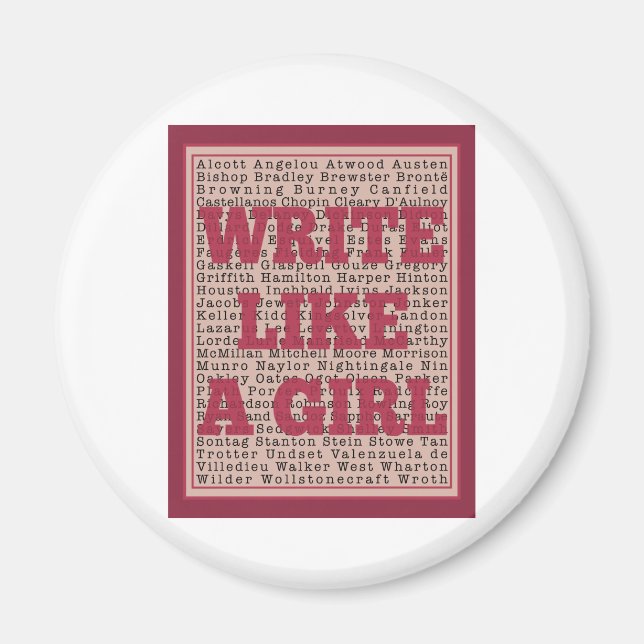 Write Like a Girl Lipstick Magnet (Front)