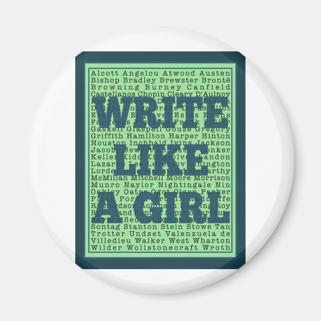 Write Like a Girl Peacock Magnet (Front)