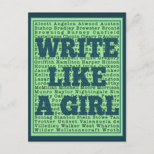 Write Like a Girl Peacock Postcard