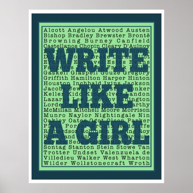Write Like a Girl Peacock Print (Front)