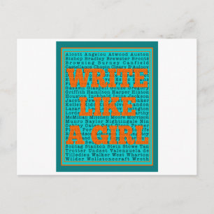 Write Like a Girl Teal Postcard