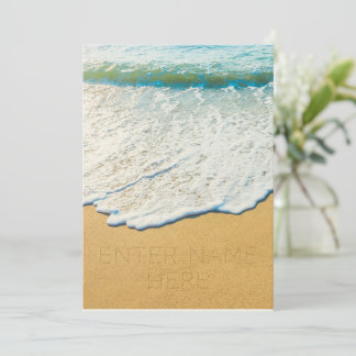 Write name on beach sand generator announcement