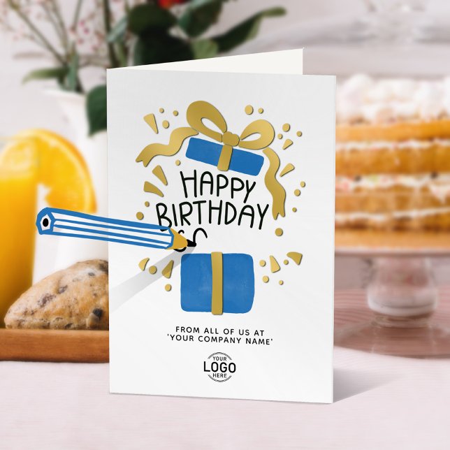 Write Name With Logo Cute Fun Business Birthday Card (Creator Uploaded)