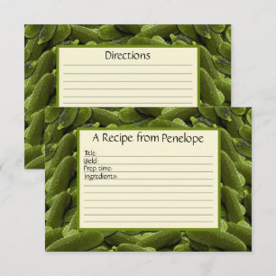 Write on Recipe Card Fun Green Pickles Pattern