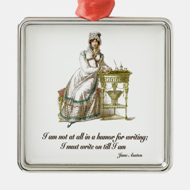 Write On Says Jane Austen Metal Tree Decoration (Front)