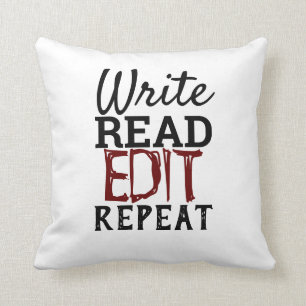 Write Read Edit Repeat Cushion