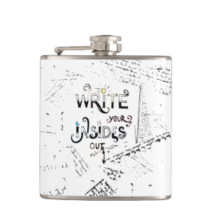 Write your Insides OUT! Motivational writers motto Hip Flask