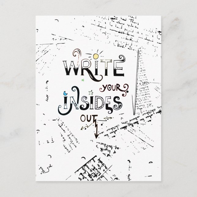 Write your Insides OUT! Motivational writers motto Postcard (Front)