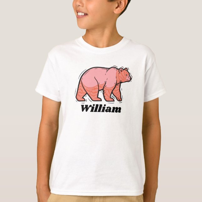 Write your name on this pink Bear Pop Art T-Shirt (Front)
