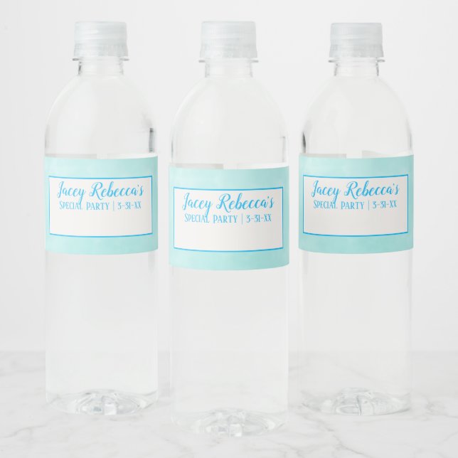 Write Your Name Turquoise Water Bottle Labels (Bottles)