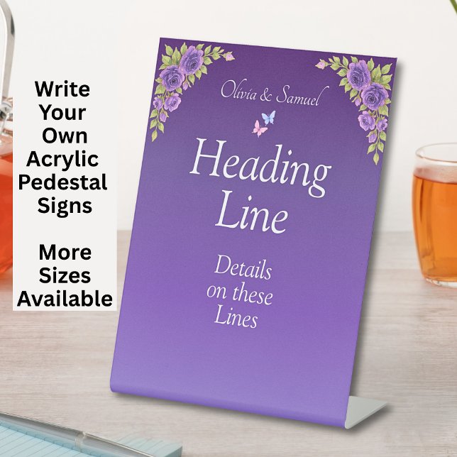 Write Your Own Pedestal Sign Purple Flowers (Creator Uploaded)