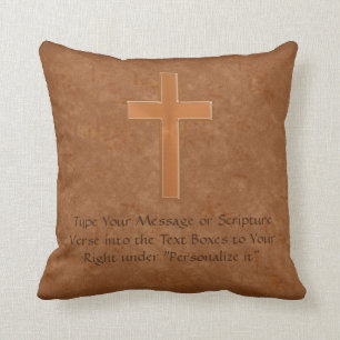 Write YOUR SCRIPTURE VERSE Cross Christian Pillows