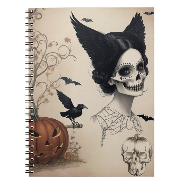 Write Your Spooky Thoughts in Style with our Crow  Notebook (Front)