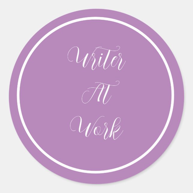 Writer At Work Purple Classic Round Sticker (Front)