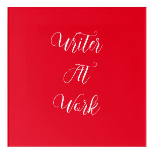 Writer At Work Red Puzzle Acrylic Print 