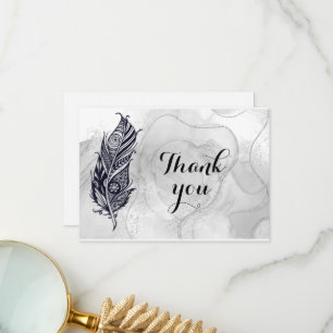 Writer Author Boho Tribal Feather Pen Thank You Card