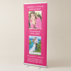 Writer Author Book Cover Author Photo Hot Pink Retractable Banner