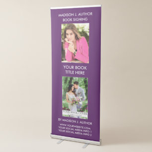 Writer Author Book Cover   Author Photo Purple Retractable Banner