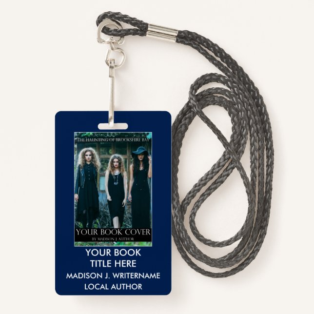 Writer Author Book Cover - Blue or Pick Colour ID Badge (Front with Lanyard)