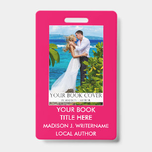 Writer Author Book Cover - Hot Pink or Pick Colour ID Badge