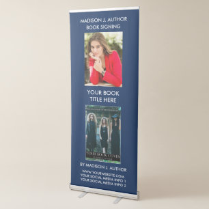 Writer Author Book Cover Photo Blue or Pick Colour Retractable Banner
