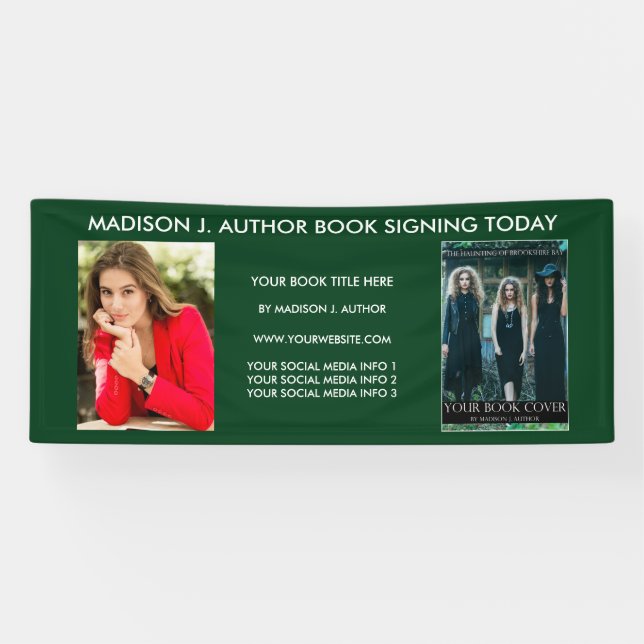 Writer Author Book Photo Green or Pick Colour Banner (Horizontal)