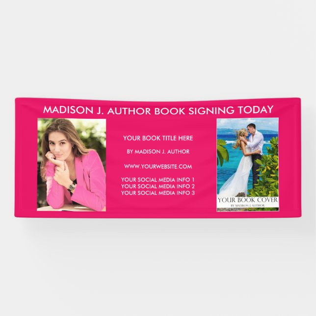 Writer Author Book Photo Hot Pink or Pick Colour Banner (Horizontal)