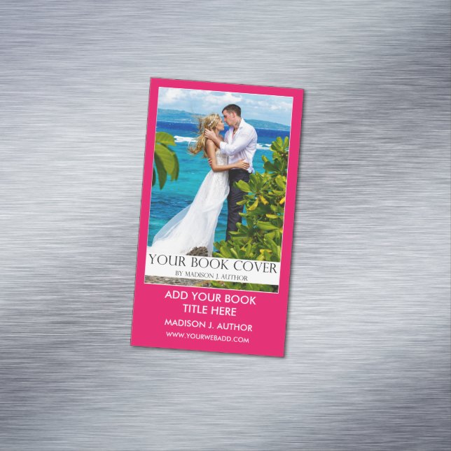 Writer Author Book Promotion Hot Pink Magnetic Business Card (In Situ)