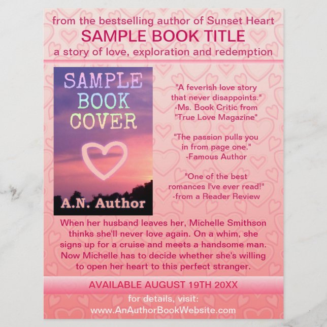 Writer Author Book Promotion Pink White Hearts Flyer (Front)