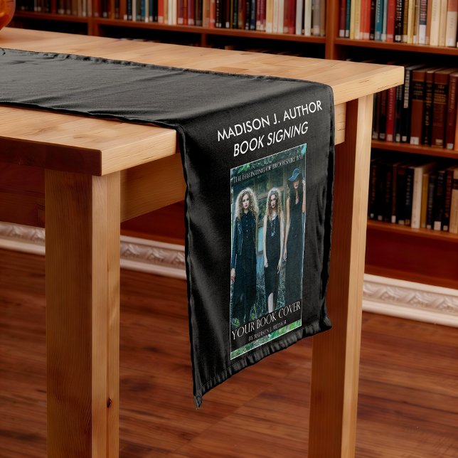 Writer Author Book Signing Black or Pick Colour Medium Table Runner (Customize to change text size, text style or background color.)