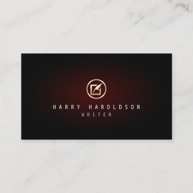 Writer Author Manuscript Quill Icon Business Card (Front)