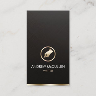 Writer Author Novelist Faux Gold Pen Icon Business Card