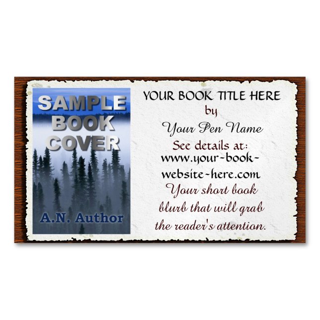 Writer / Author Promotion Book Cover: Aged Paper Magnetic Business Card (Front)