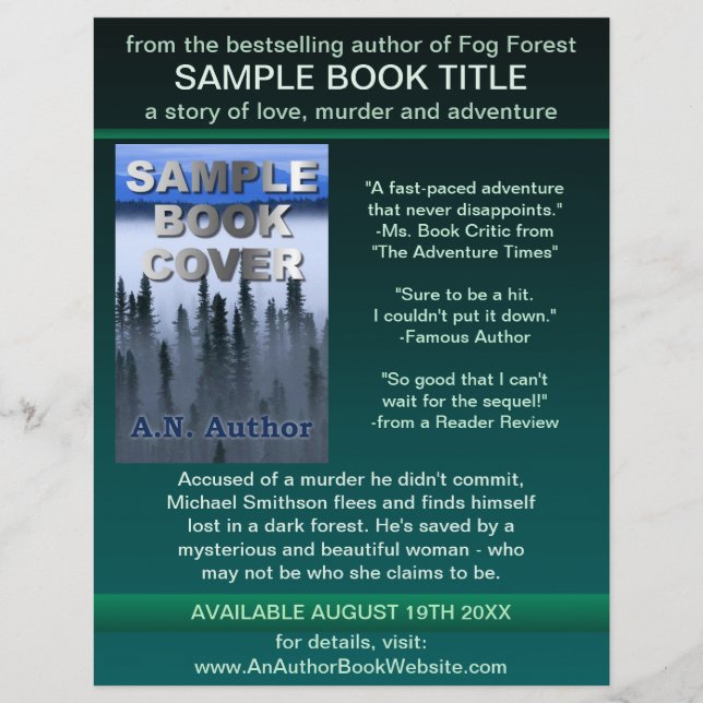 Writer Author Promotion Book Cover Green Black Flyer (Front)