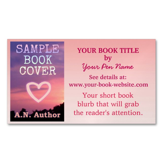 Writer Author Promotion Book Cover Pink Ombre Magnetic Business Card (Front)
