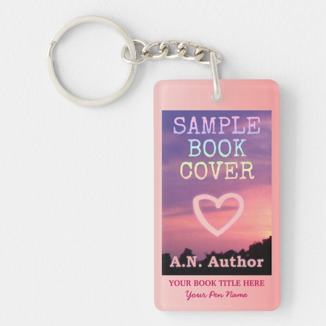 Writer Author Promotion Book Cover Pink White Key Ring (Front)