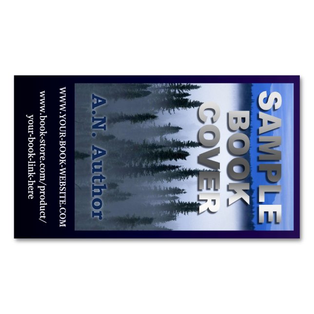 Writer Author Promotion Book Cover Website Blue Magnetic Business Card (Front)