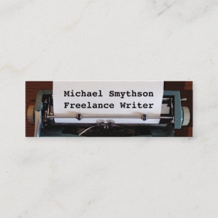 Writer Author Retro Typewriter on Wood 2 Mini Business Card