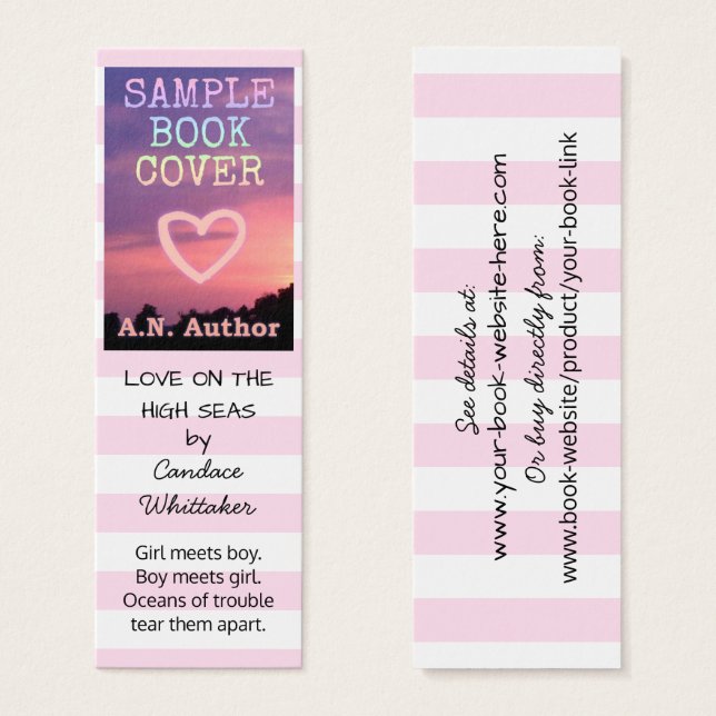 Writer Author Romance Promotion Bookmark Stripes (Front & Back)