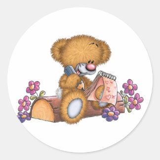 Writer Bear Classic Round Sticker
