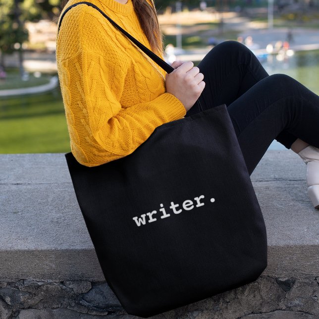 Writer Black and White Tote Bag (Customize to change text size, style or color.)