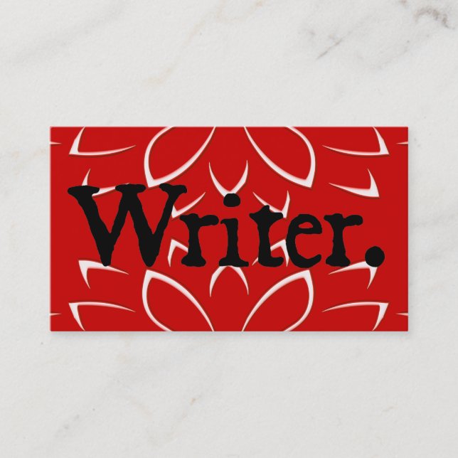 Writer Black Red Business Card (Front)