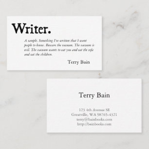 Writer Black White Business Card