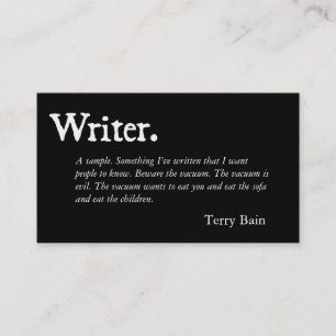 Writer Black White Business Card