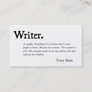 Writer Black White Business Card