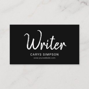 Writer Brush Handwritten Font Simple Black Business Card