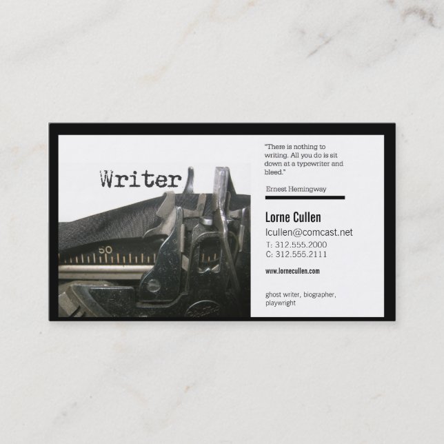 writer business card (typewriter) (Front)