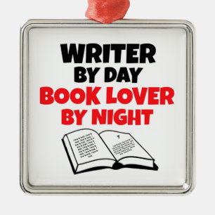 Writer by Day Book Lover by Night Metal Tree Decoration