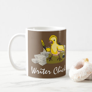 Writer Chick with Paper, Feather Quill and Ink Coffee Mug