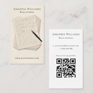Writer Editor Classic Manuscript Business Card